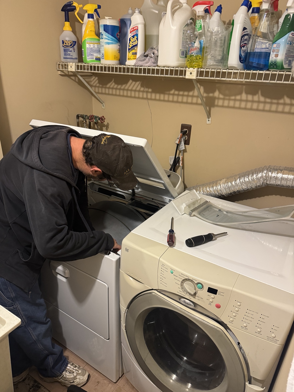 Adam working on a dryer